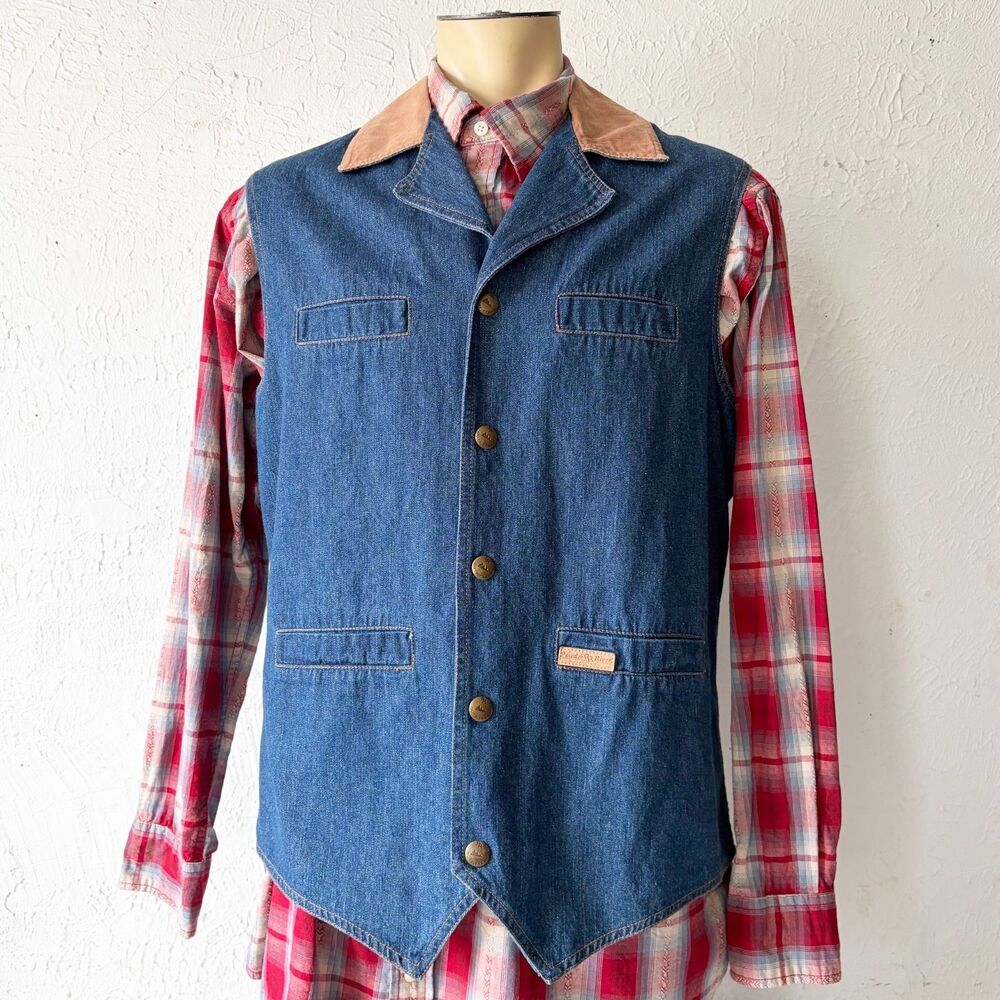 Powder River Outfitters Panhandle Slim Denim Vest Men's MT Corduroy Western